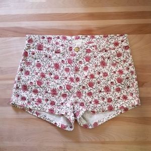 H&M Floral Stretch Denim Shorts